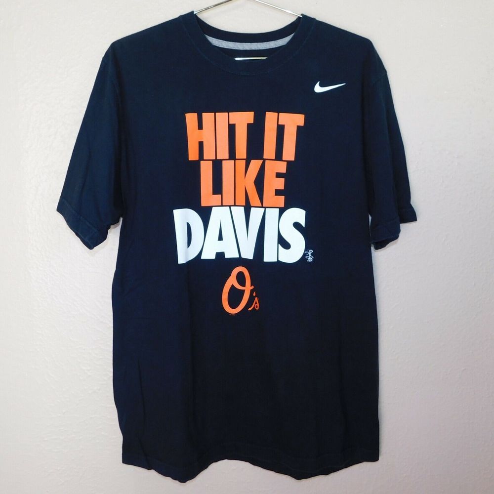 Nike MLB Tee Shirt Adult L Baltimore Orioles Hit It Like Davis Graphic Logo